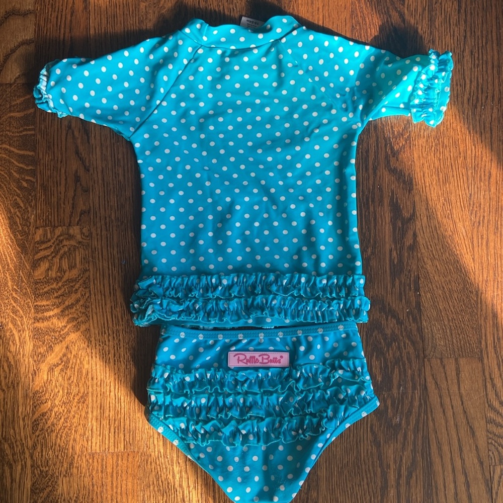 Ruffle butts 2 piece Rash guard polka dots - Picture 2 of 12